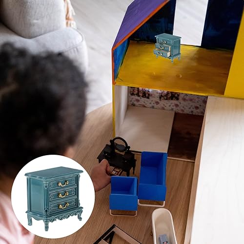Miniatura 9 de Zerodeko Mini gabinete de tocador de juguetes escala 1 12, gabinete de movimiento de madera, gabinete para dormir, mini muebles modelo miniatura de