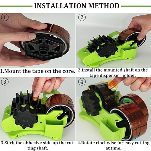 Miniatura 5 de Dispensador de cinta térmica multirollo verde, sublimación de núcleos de doble carrete de 1 pulgada y 3 pulgadas, sublimación para cinta de