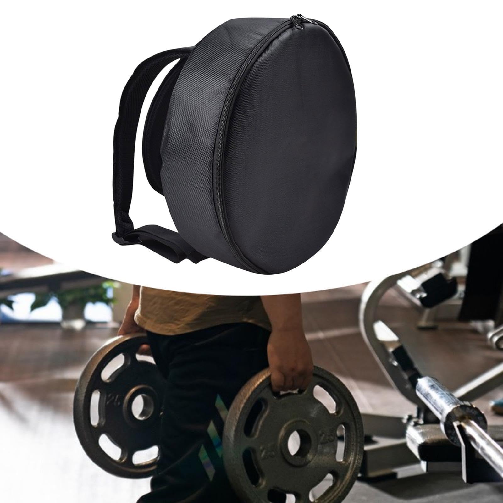 jojomis Weight Plate Backpack for Gym Adjustable Straps Oxford Carrying Bag Storage Pack for Workout Calf Raises Strength Training Black