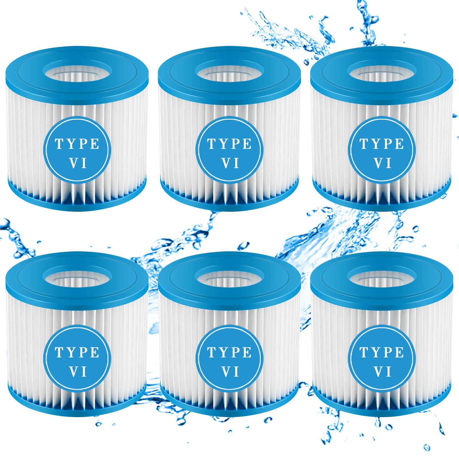 cermug Type VI Hot Tub Filter Spa Filter Replacements Cartridge, Saluspa Filter Compatible with Coleman Saluspa, Lay-Z-Spa, Swimming Pool Pump Filter Type VI Cartridge