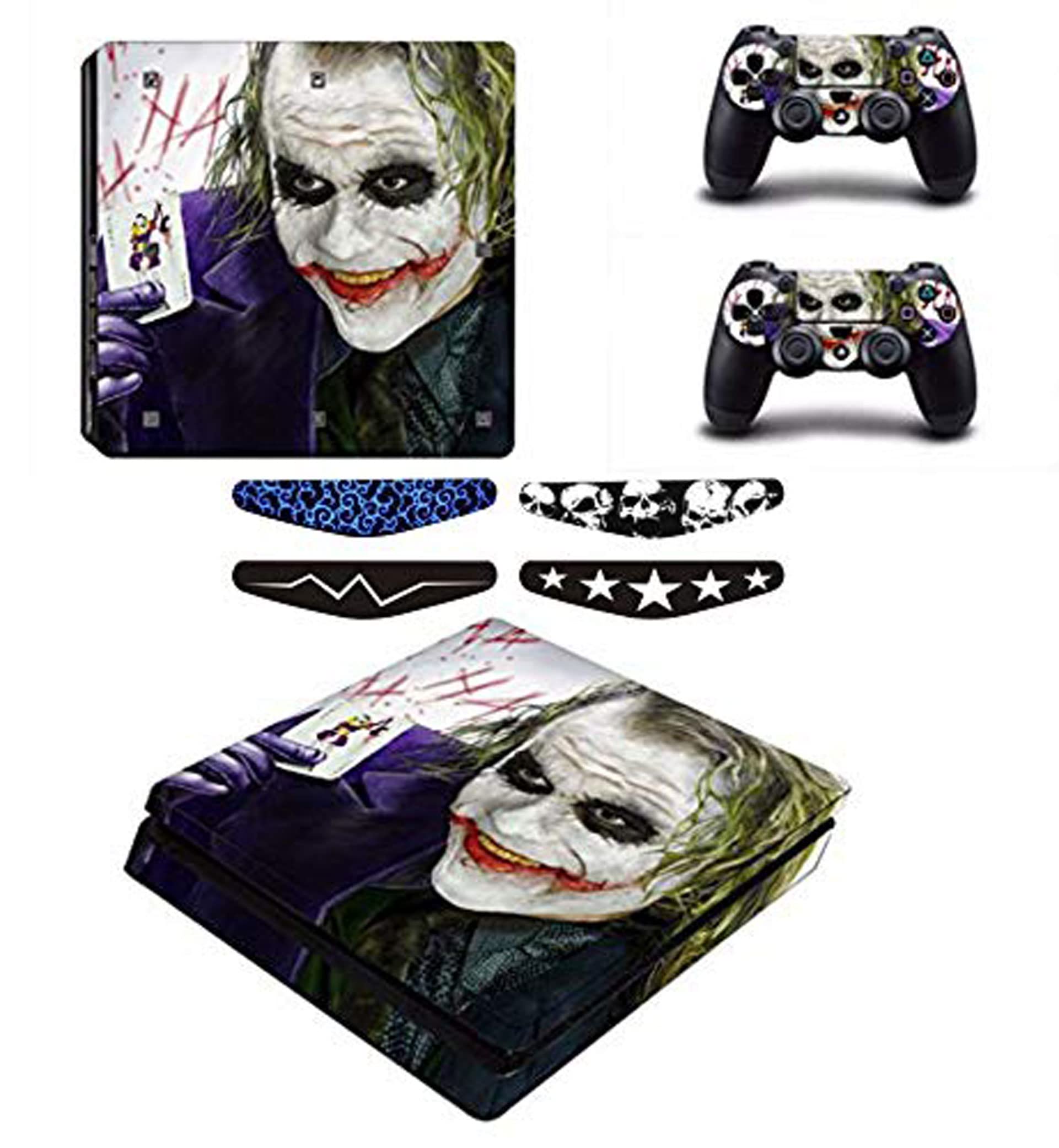 Elton Smiling Joker Heath Ledger Theme 3M Skin Sticker Cover for PS4 Slim Console and Controllers Full Set Console Decal Stickers for Front & Back 4 Led bar Decal +2 Controller Decal Cover (B08WRMZM9C) Amazon Price History, Amazon Price Tracker
