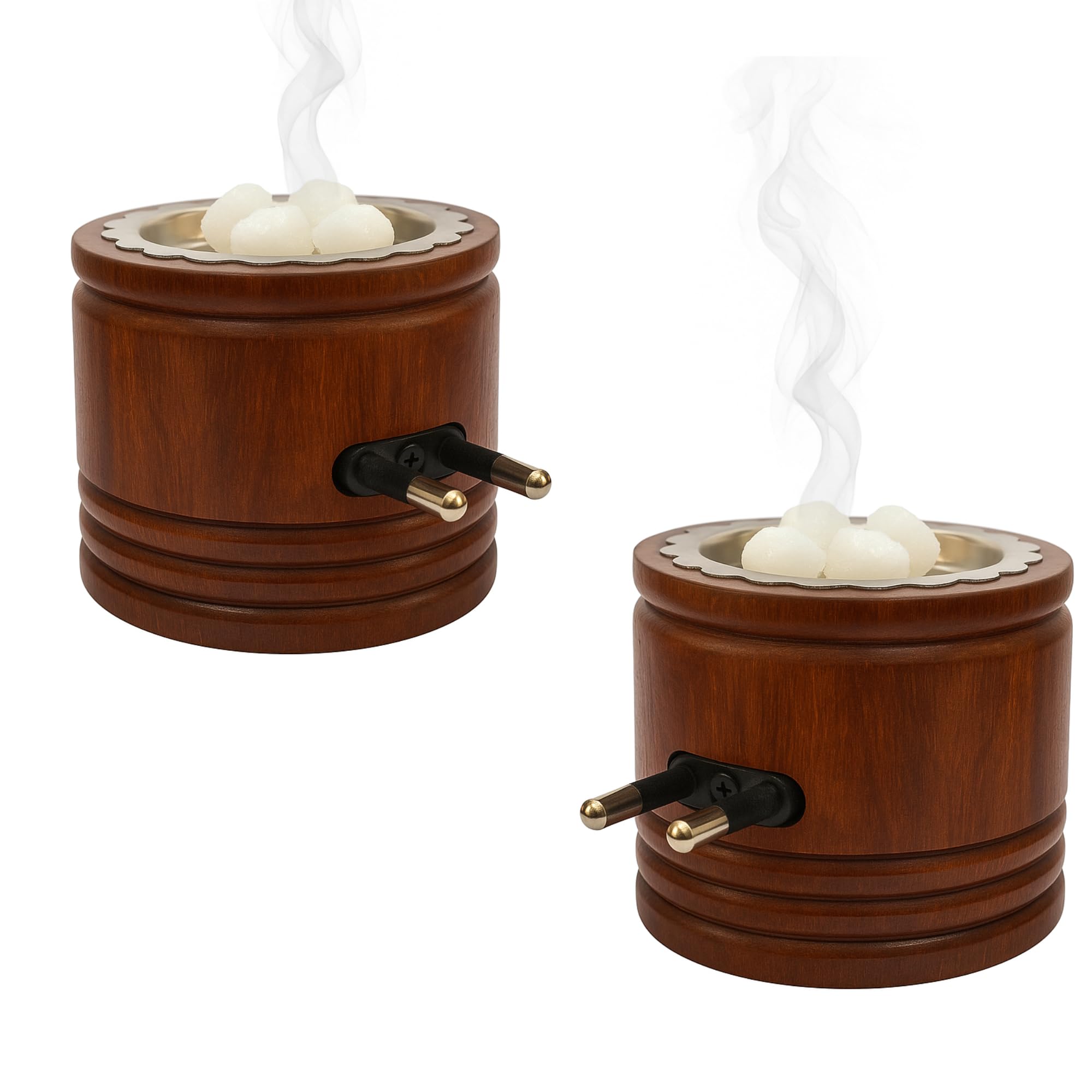 DIVYA SUGANDH Kapoor dani Electric Kapoor Kapur dani Camphor dani Kapoor Burner for Home Fragrance Room Freshener/Kapur Burner/Kapoor Dispenser/Camphor Holder for Pooja, Meditation Sheesham Wood (2)
