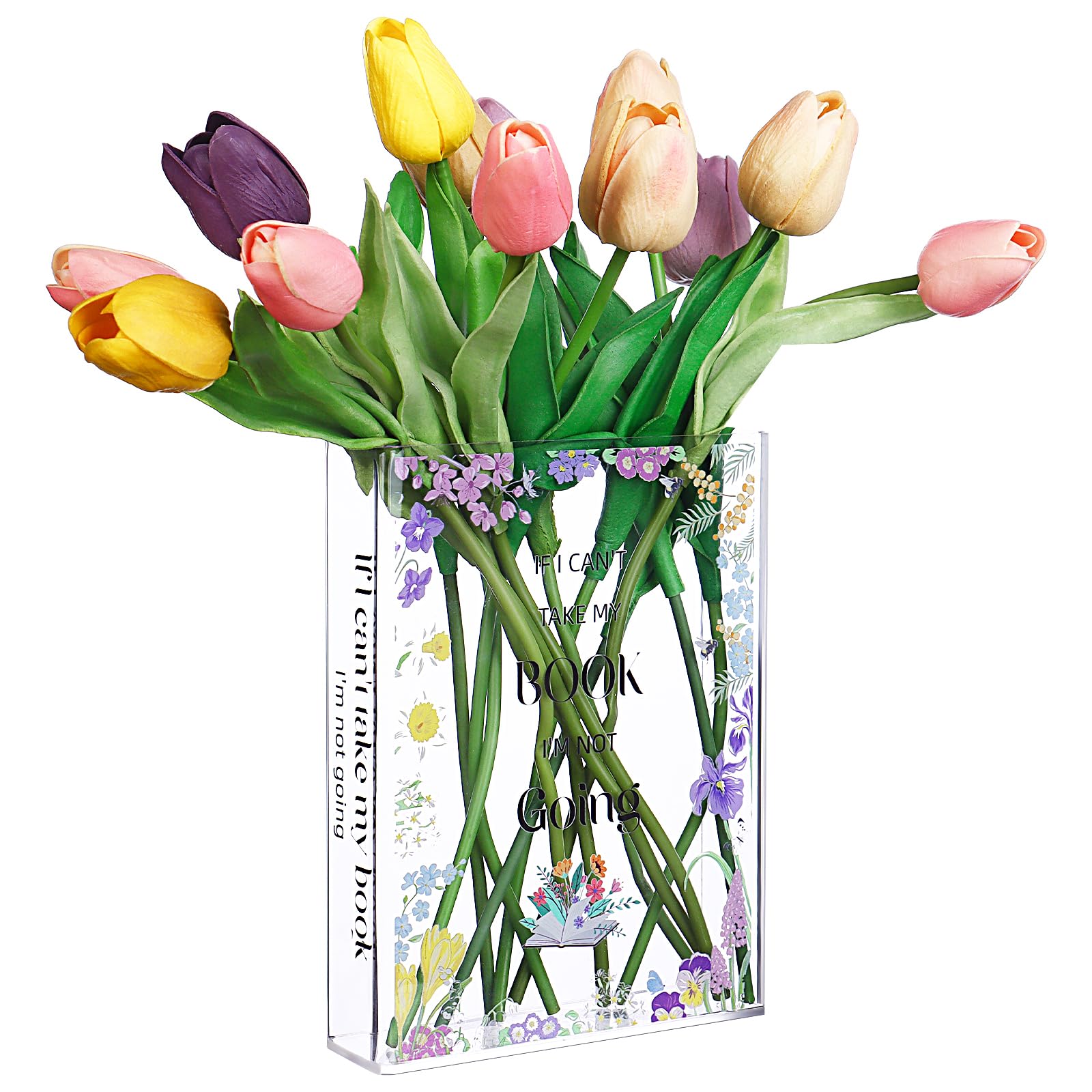 HAOWANWW Jarrón acrílico con forma de libro, jarrón transparente para libros, florero de flores, florero, decoración para amantes de los libros, regalo pequeño y moderno para centros de mesa, hogar,