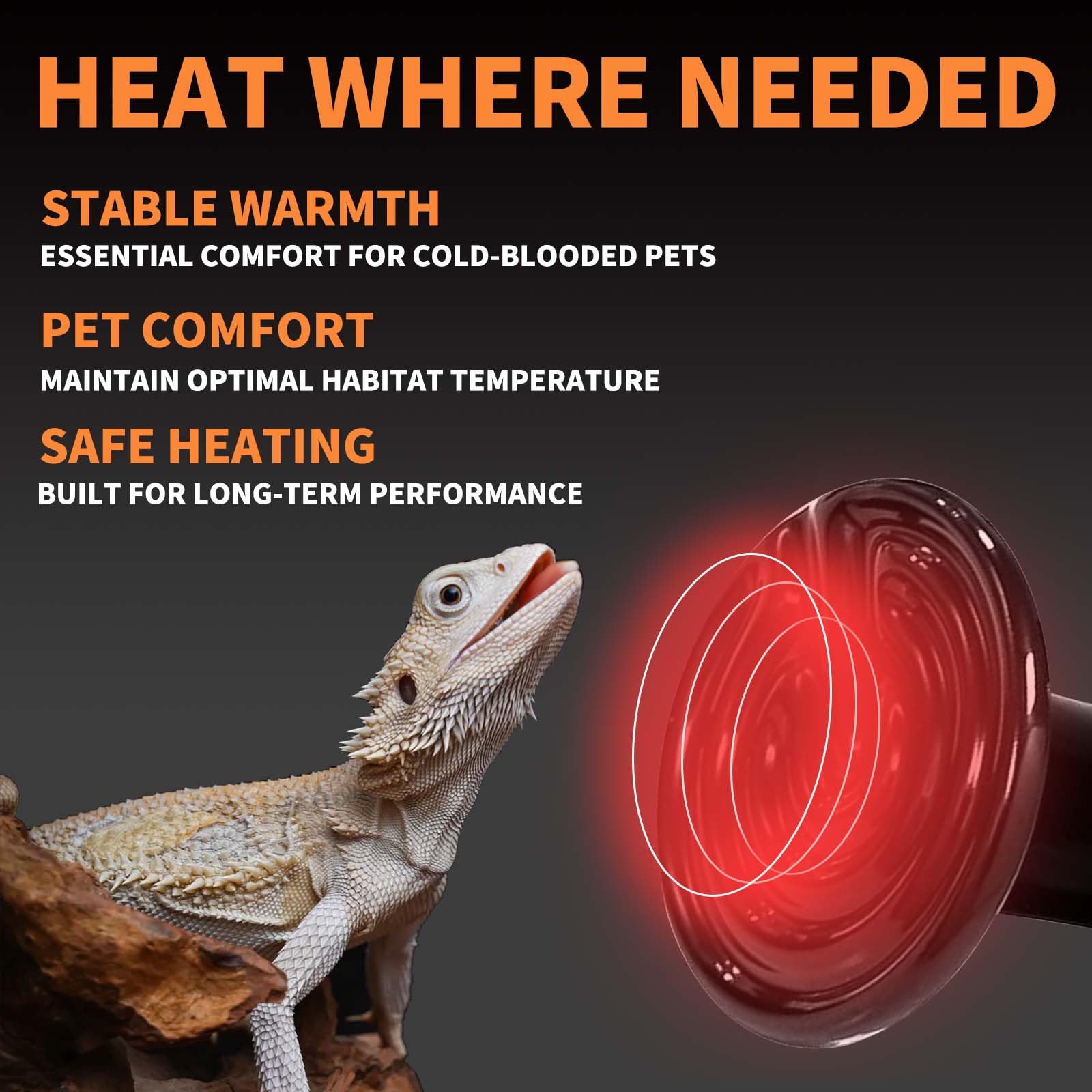 150W Reptile Heat Lamp(2 Packs)-Ceramic Heat Emitter for Reptiles Amphibian Pet Brooders Chicken Incubation, and Terrariums Turtle Lizard Bearded Dragon Snake Size E26 - image 3