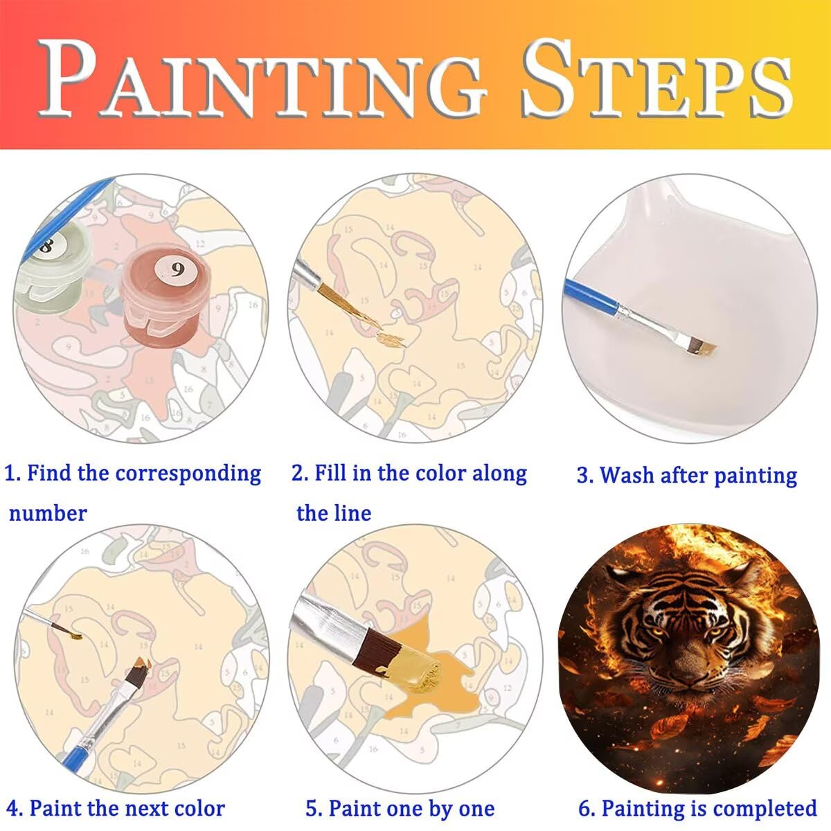 Dipingere con i Numeri Animale, Paint by Numbers Adulti Tigre, Fai da te Creativi Adulti Quadri da Dipingere Numerati Kit per Decorazione Della Parete di Casa, Regalo 100x135 cm Senza Cornice 76-P