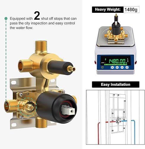 Miniatura 5 de SR SUN RISE Juego de ducha negro mate de 20 pulgadas, de lujo, juego combinado de ducha montado en el techo, grifo de ducha (contiene grifo de