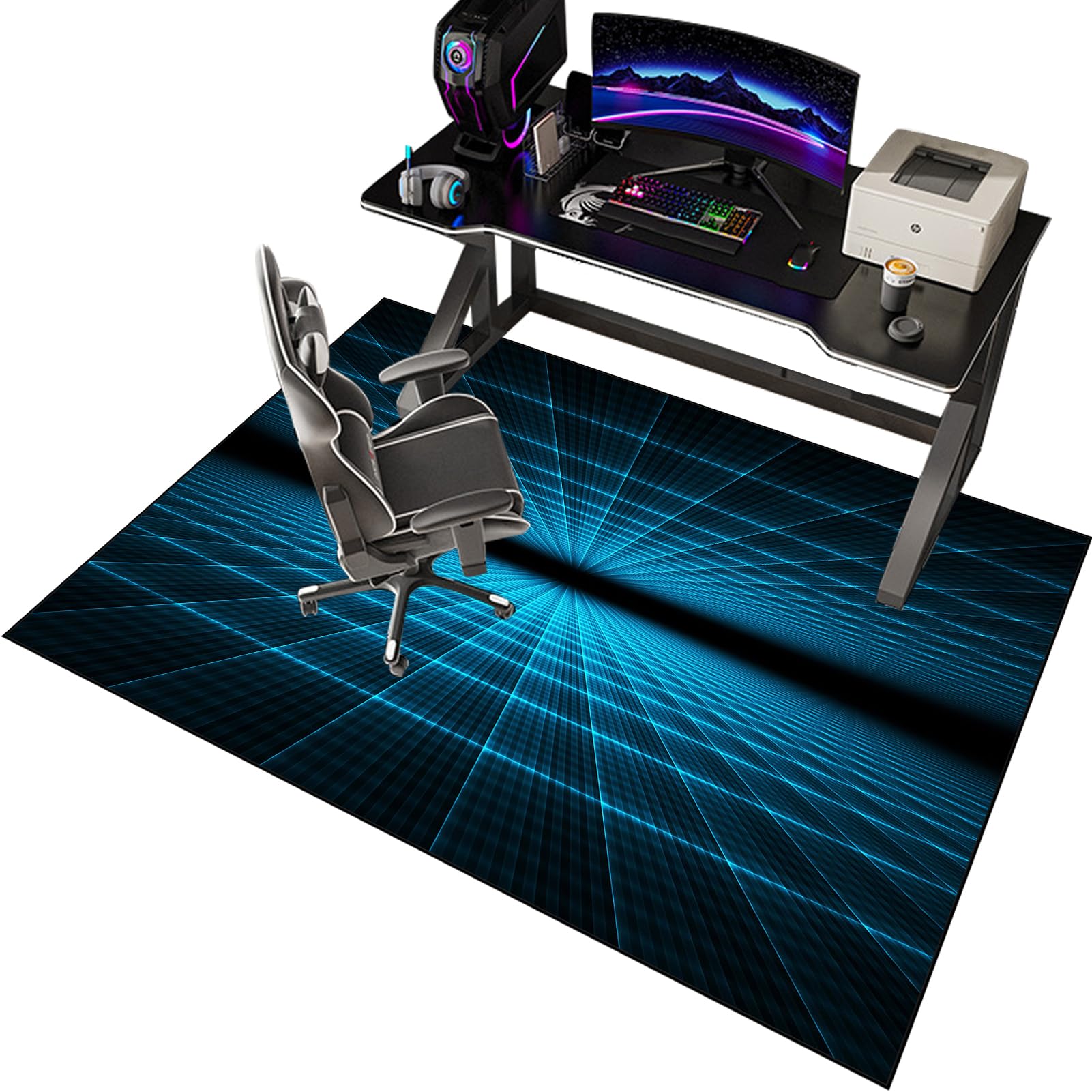 EYKWKB 90 x 140 cm Gaming Chair Mat for Carpet Floors, Chair Mat for Hard Floor, Carpet Protector Chair Mat, Office Chair Mat Desks Mats Large, Floor Protector for Home Office Study Wooden Floors — image 1