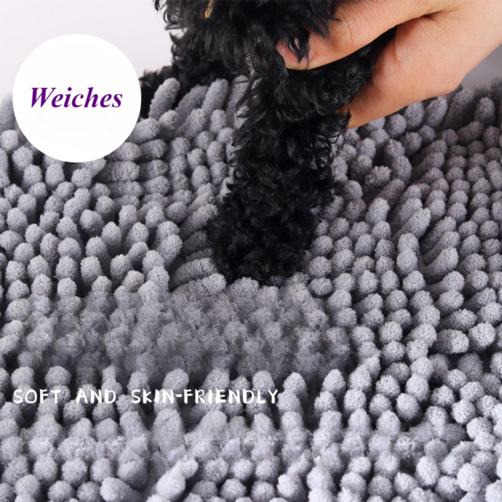Hundehandtuch Handschuh Hund Katze Schnell-Trocknendes Korallenfleece Handtuch Badehandtuch mit Taschen, 60x22CM Weiches Saugfähiges Haustier Hundehandtuch (5er Set,60x22CM)