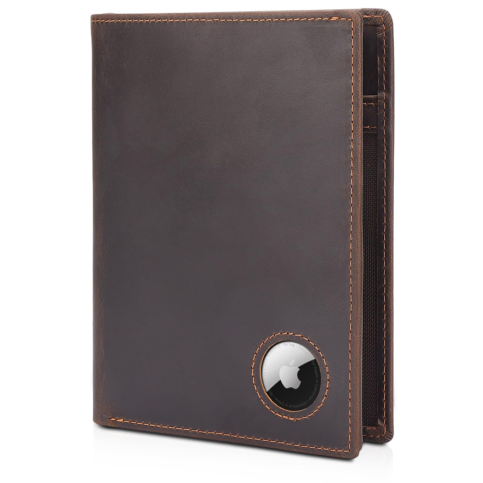 Polare Luxury RFID Blocking Leather Passport Holder Travel Wallet For Men and Women (Dark Brown with AirTag Slot)