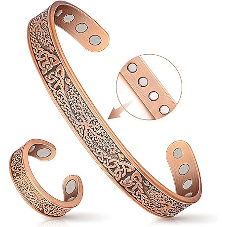 Copper Therapy Bracelet for Women and Lymphatic Drainage Ring
