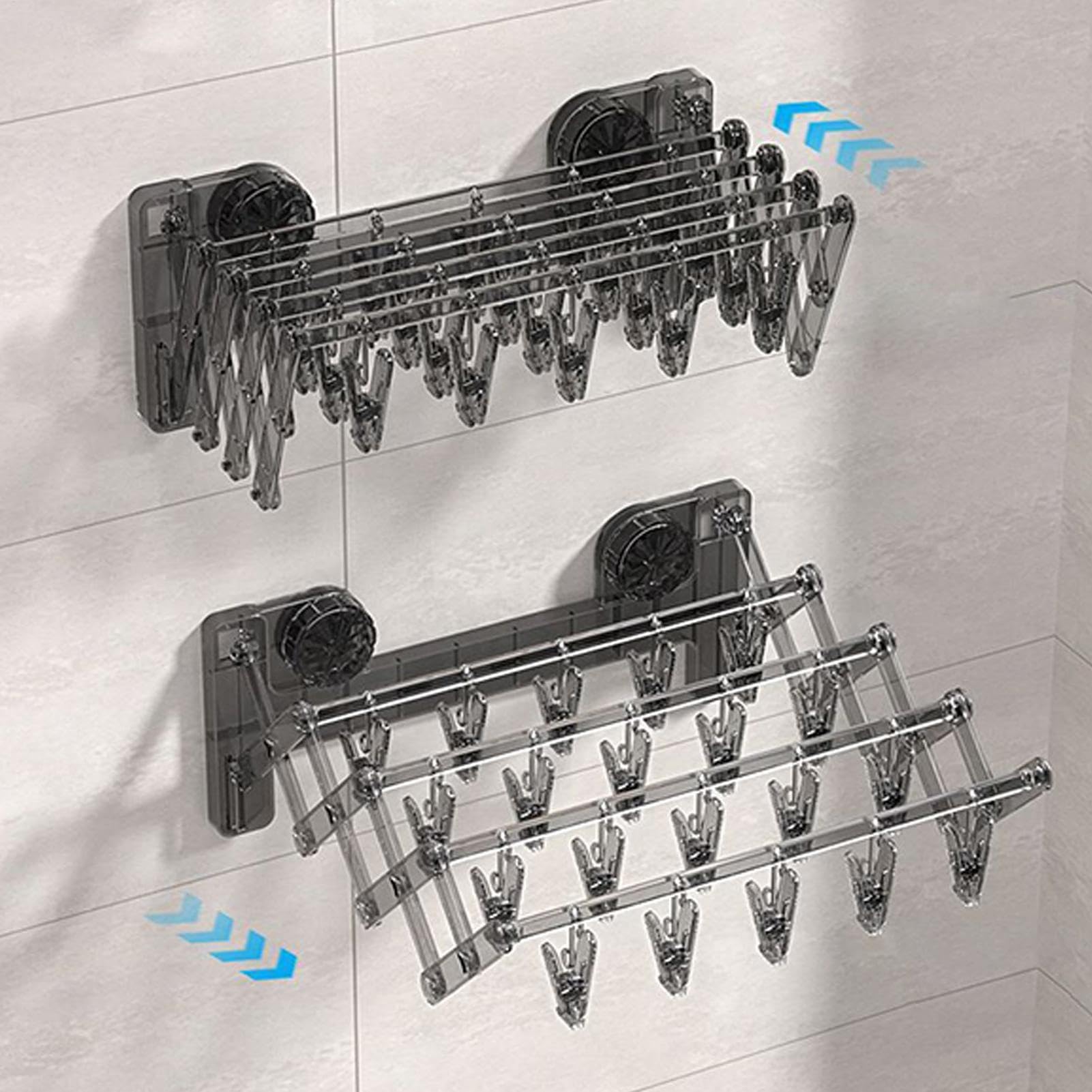 Drying Rack, Suction Cup Hanger, Sock Wall-Mounted Storage, Laundry Drying Hanger, Space-Saving Multipurpose Clothes Organizer. for Balcony, Bathroom, Room, 14.96x14.96x6.3 inches