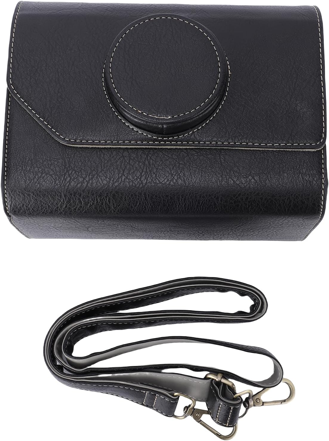 Tissting PU Leather Camera Case with Adjustable Strap, 8.7x6.7x5.1in DSLR Messenger Bag for Women Photographers with Removable Dividers and Water Design