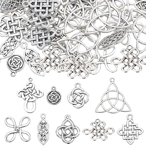 1 Box 72Pcs Knot Charms Silver Celtic Knot Charm Bulk