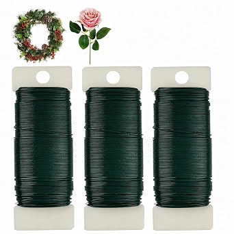 3 Pack Floral, 118 Yards 22 Gauge Green Florist, Flexible Green Wire Paddle for Crafts, Christmas Wreaths Tree, Garland and Floral Flower Arrangements
