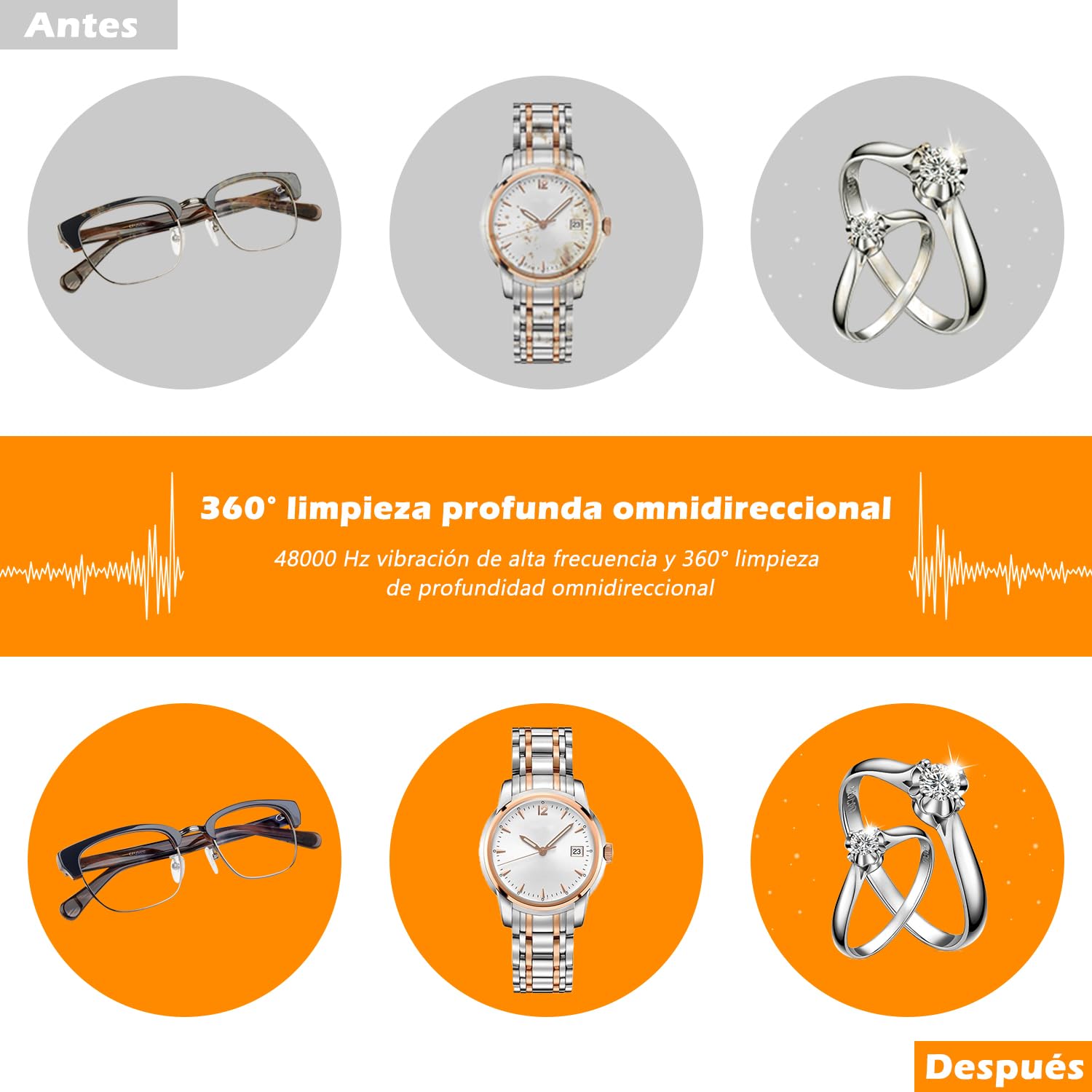 KECOOLKE Limpiador Ultrasónico de Joyas, Limpiador Sónico de 750 ml con Temporizador Digital para Gafas, Anillos, Monedas, Anillos, Cubiertos