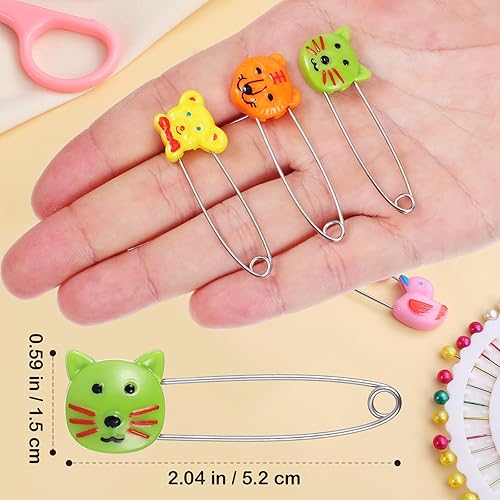 Miniatura 2 de 10 pasadores de seguridad para animales, pasadores de pañales de acero inoxidable con cabeza de plástico, pasador de seguridad de bloqueo para