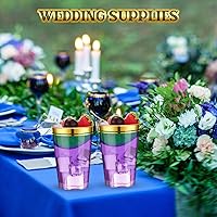 Vista 5 de 200 vasos de plástico con doble borde a granel, vasos de plástico duro y transparente desechables, vasos elegantes para bodas, copas de vino