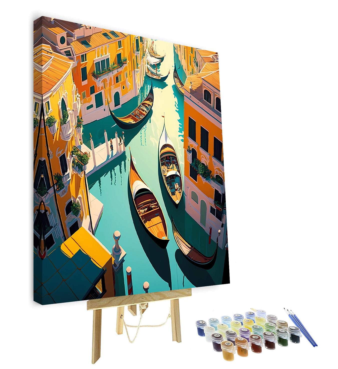 Boat Paint by Numbers Kit for Adults, Cityscape of Italy Paint by Numbers with Paintbrushes and Acrylic Pigment Beautiful City of Venice Paint by Numbers Kit for Adults Beginner 16x20Inch With Frame