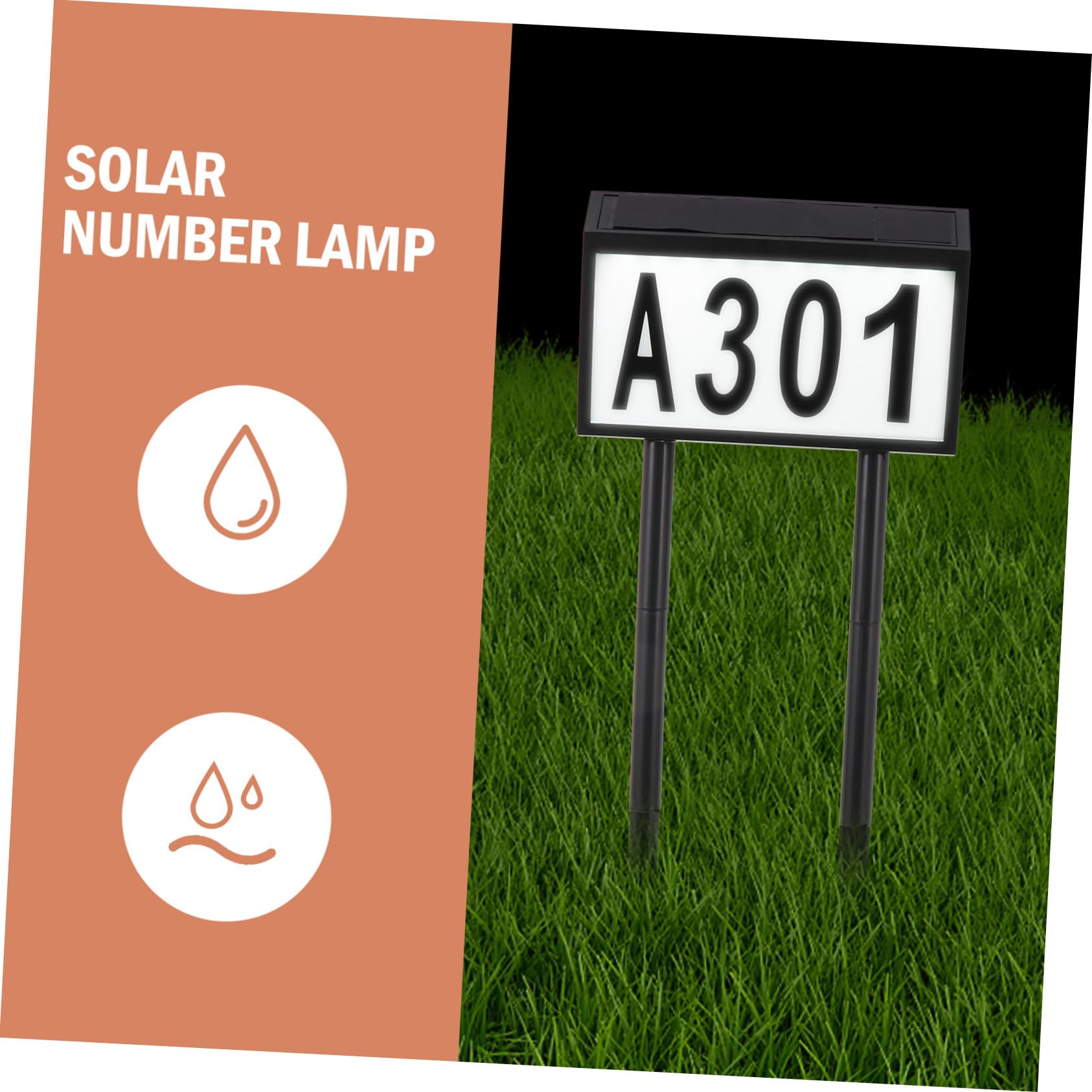 Outanaya Luce Solare da Esterno per Numeri Civici 10 Led, Lampada a Energia Solare in Plastica Nera, Indirizzo, Installazione a Terra, per Hotel e Negozi di Fiori