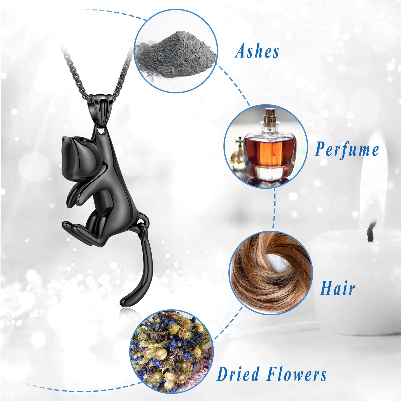 Haustier Kremation Schmuck für Asche Memorial Asche Schmuck Keepsake Katze Urne Anhänger für Tier Asche Halskette