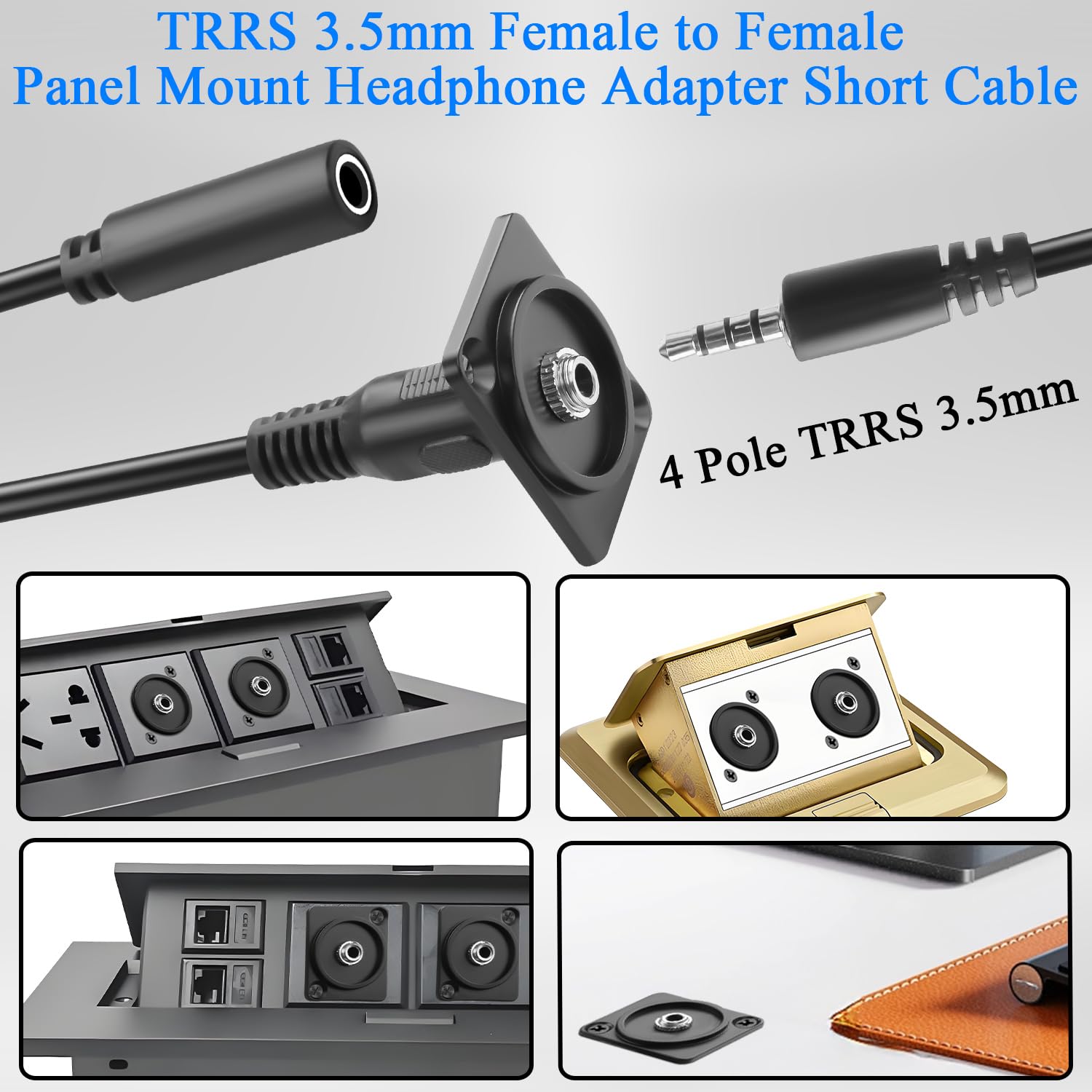Adattatore TRS 3.5 Mm Maschio-femmina Per Pannello – Cavo Corto 20 Cm Per Cuffie E Sistemi Audio - 3