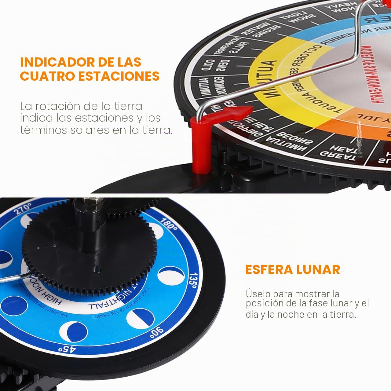 ULTECHNOVO Modelo de sistema solar – Sol Tierra Luna Modelo Orbital – Sistema Solar Planetario Modelo 3D Rotación Modelo Ciencia Educación Astronomía Conocimiento