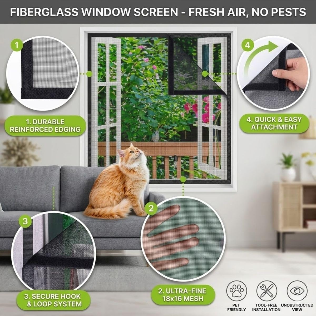 Mosquitera Para Ventana 60x120cm, 120x120cm Malla Contra Insectos Ajustable, Red De Insectos Con Cintas Autoadhesivas，Blanco，Negro(Oscuro,200x270cm)