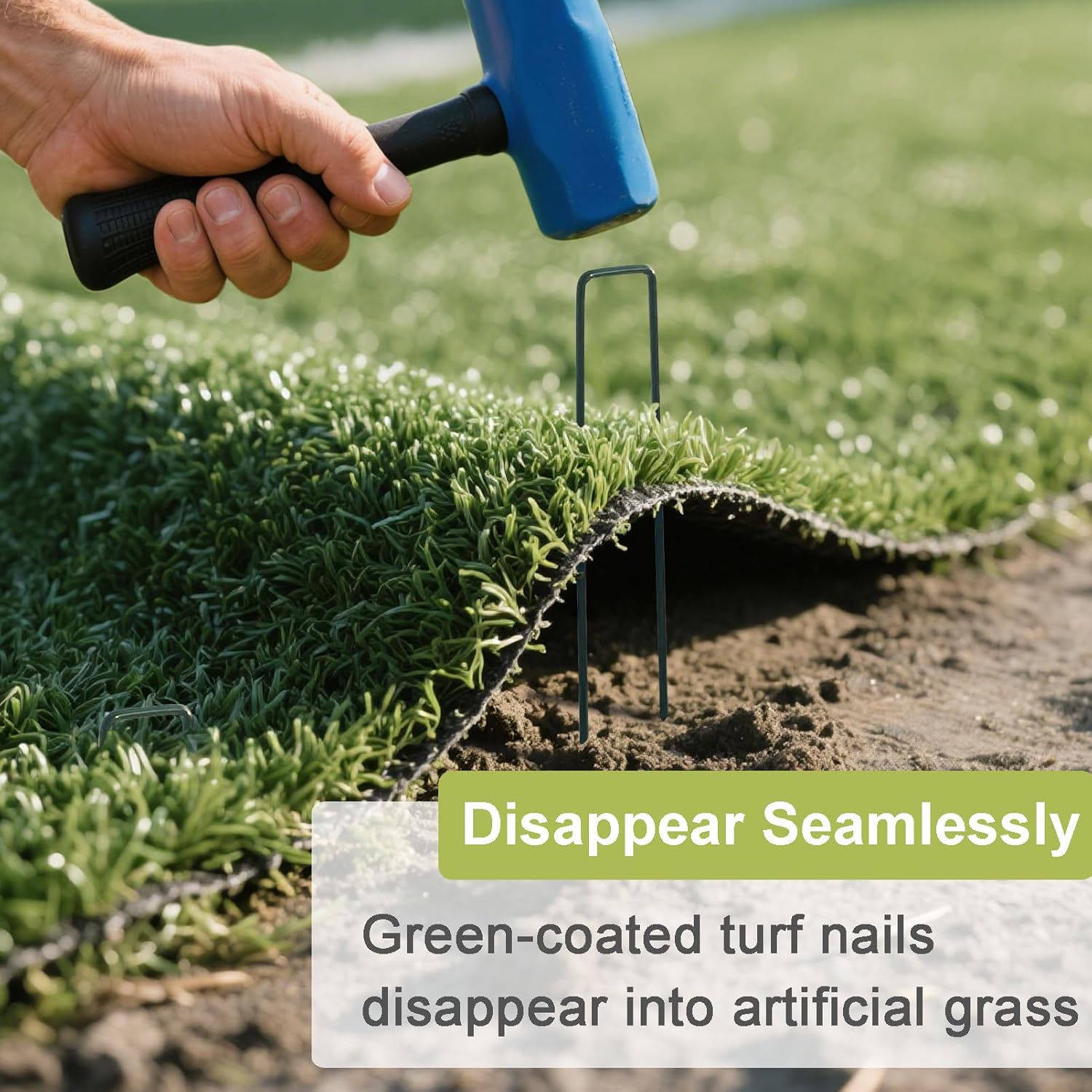 Galvanized Steel Landscape Staples Heavy-Duty 6 Inch - 11 Gauge Green Artificial Turf Staples, Landscape Pins, Ground Anchors for Weed Barrier Fabric, Lawn, Tent & Outdoor Projects (200)