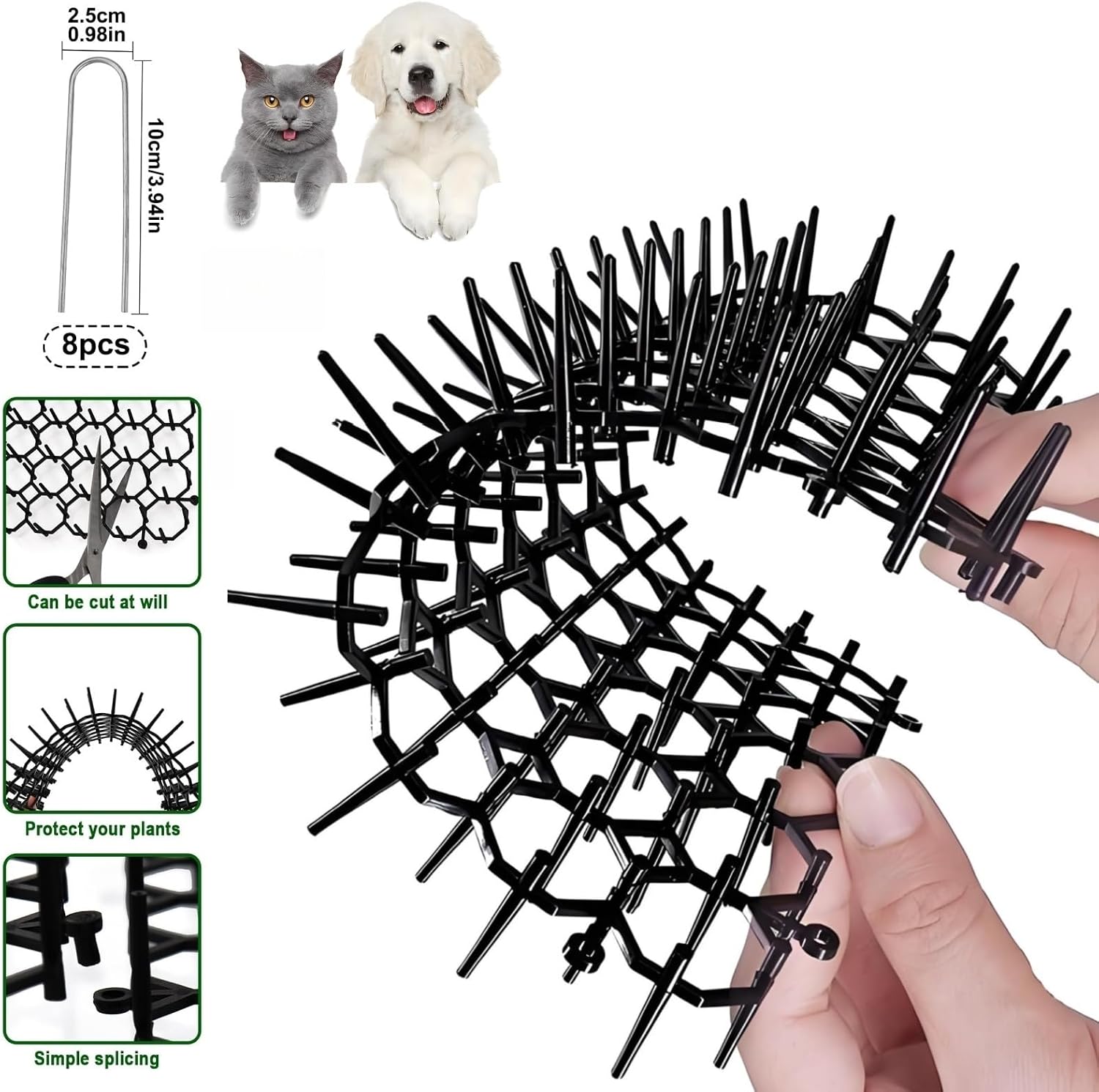 15 Pack Cat Deterrent Scat Mat with Spikes for Cats Dogs | Small Animals Indoor Outdoor Total 5 Square Feet
