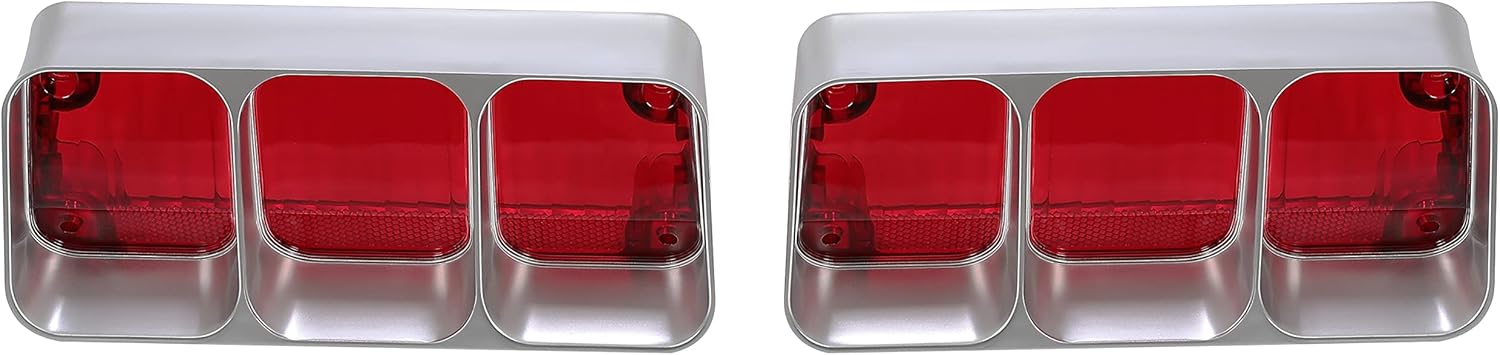 HECASA Upper Tail Light Assembly Compatible with 1972 Oldsmobile Cutlass/442/Cutlass Supreme Tail Lamps W/O Bulbs Red Lens & Silver Housing LH & RH 2Pcs