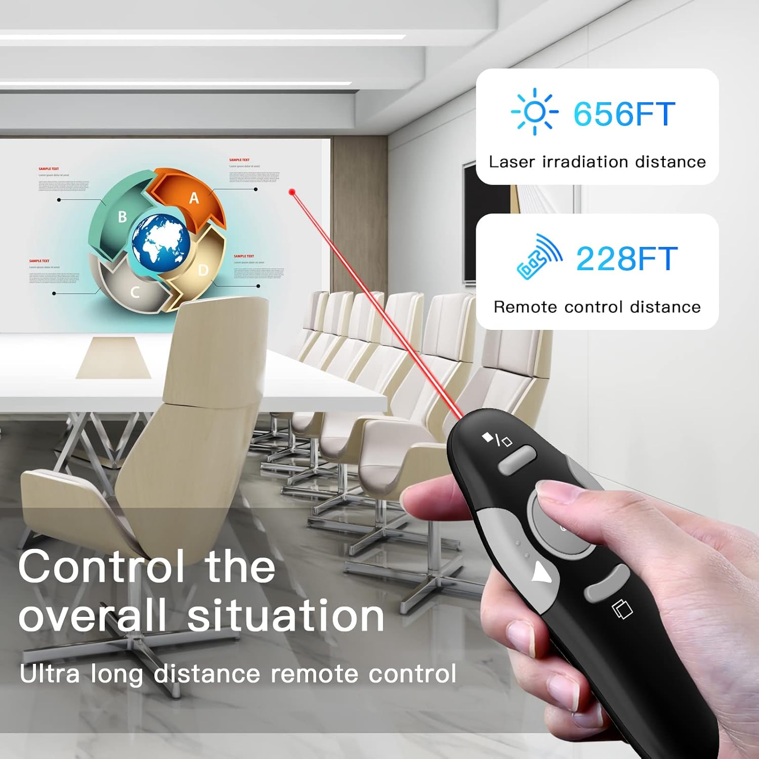 QUI Wireless Presenter Remote, RF 2.4GHz USB Presentation Remote Control PowerPoint Presentation Clicker for Keynote/PPT/Mac/PC : Office Products