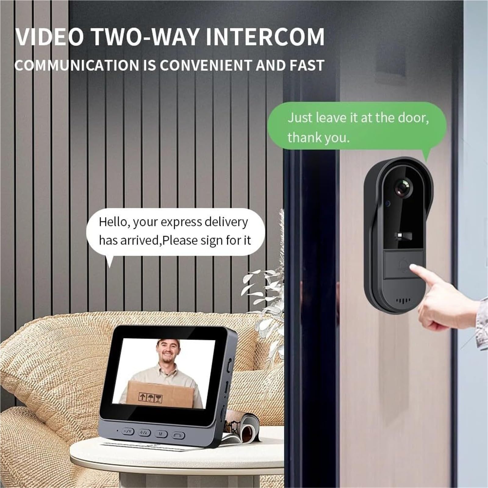 Mothdust Sonnette Video sans Fil 1080P HD Camera Surveillance WiFi Maison