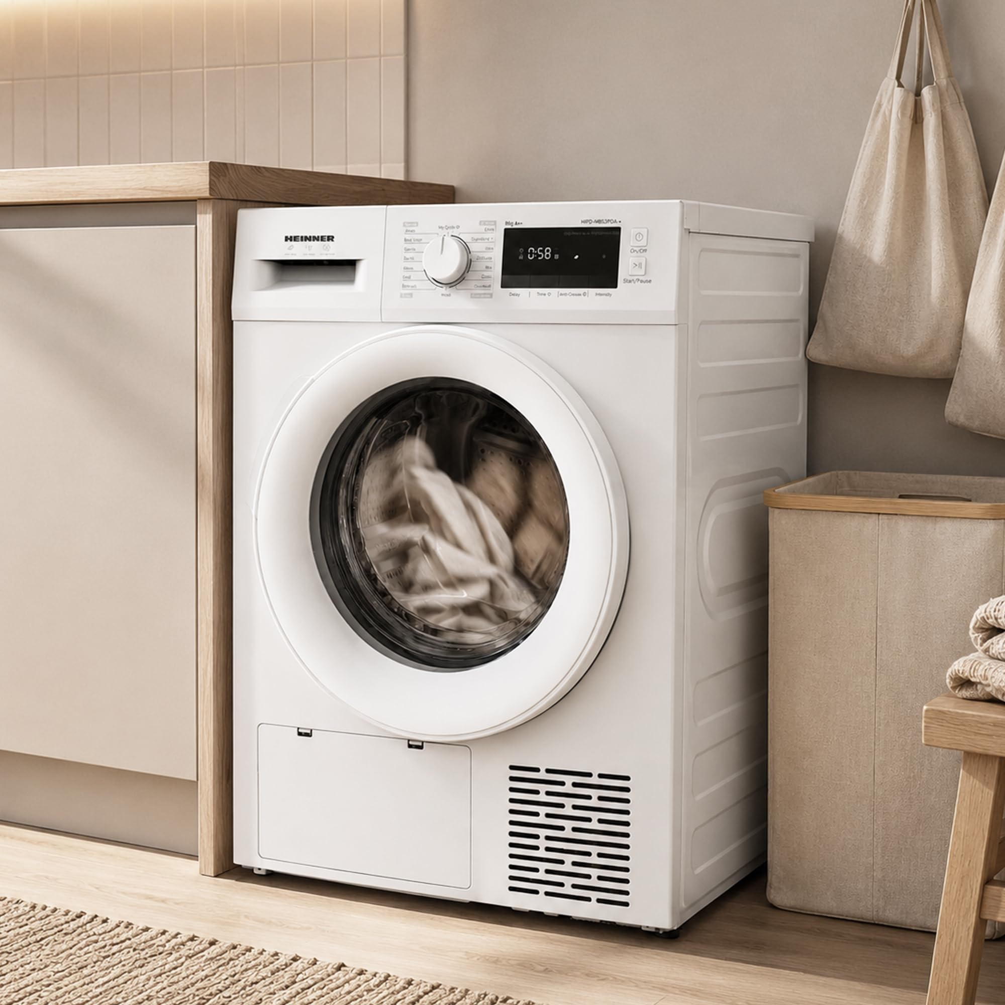 HHPD-M8G3PDA++ Warmtepompdroger – 8 kg Droogcapaciteit, Energieklasse A++, Sensor-gestuurd Drogen voor Optimale Resultaten, Meerdere Droogprogramma’s, Weiß, 5 Jahre Garantie