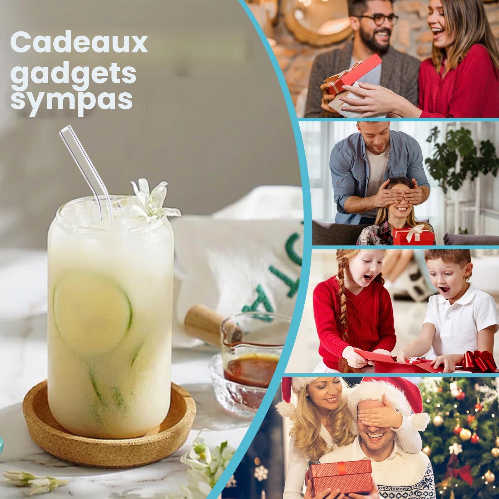 12 Verres à Boire en Forme de Canette de Bière - Avec Couvercle et Paille - Parfaits pour Café Glacé, Cocktails, Soda, Thé (12pcs)