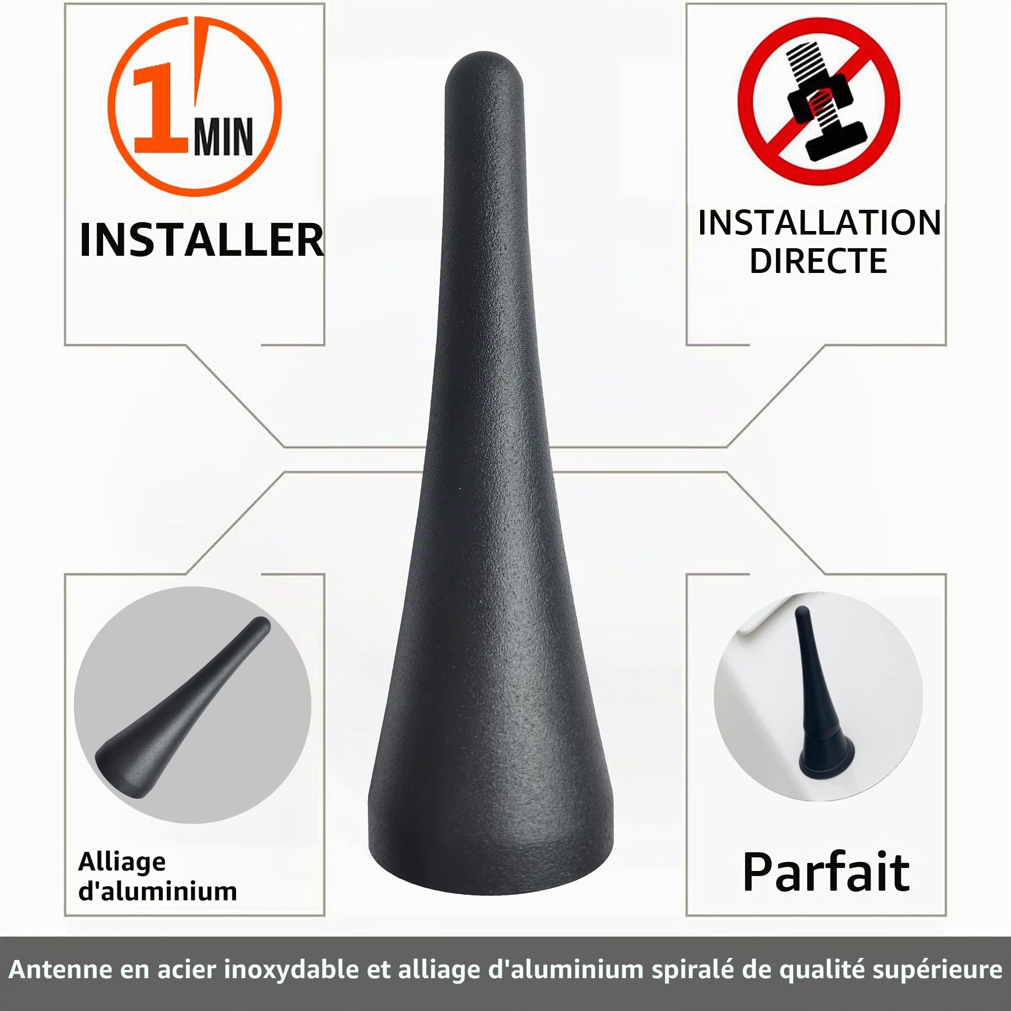 Mât d'antenne en aluminium de 9,6 cm pour Mazda MX-5 Miata RF ND NC (2006-2022), Fiat 124 Spider (1997-2020), Ford Transit 150 250 350 (2013-2023)