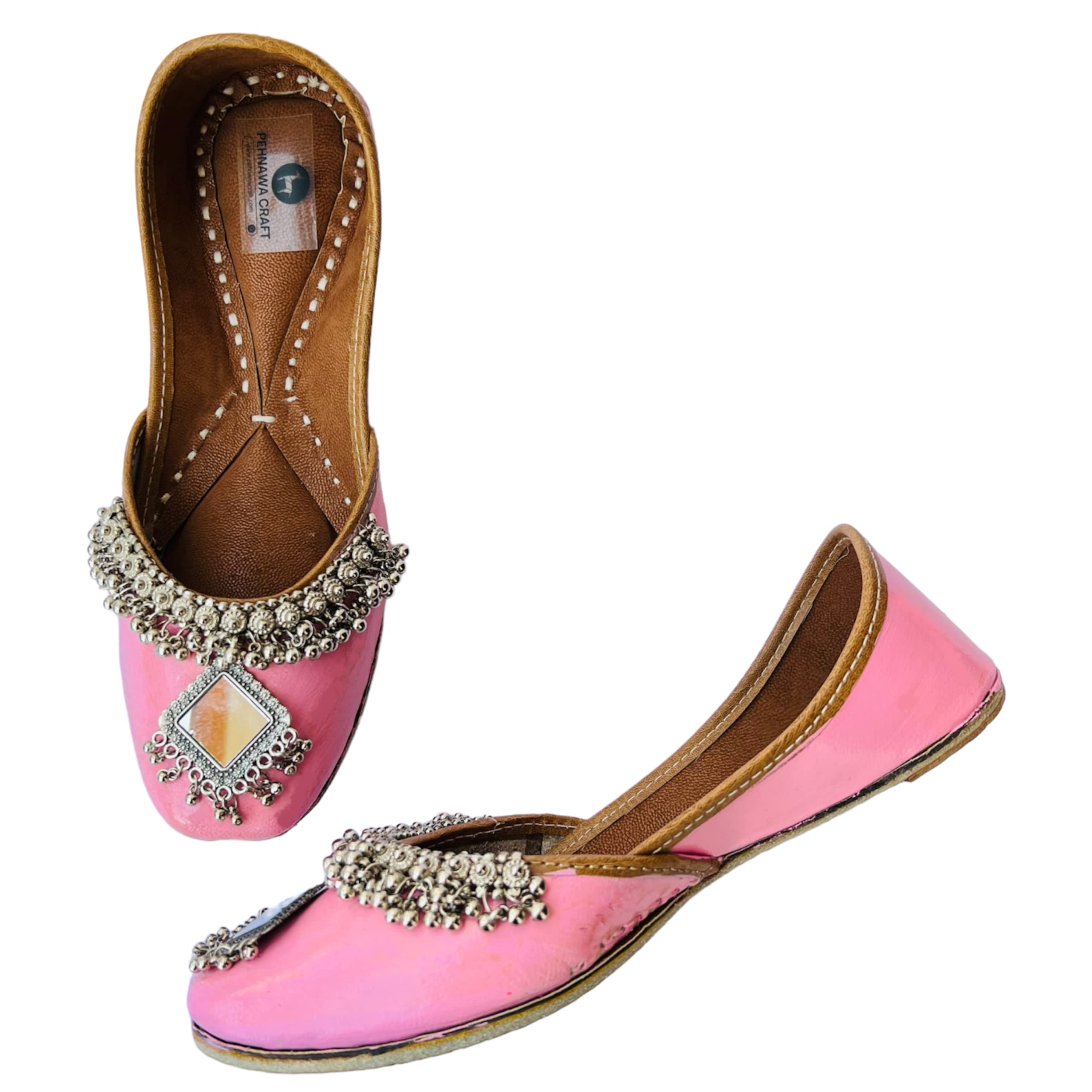 Rosa Ghungroo Punjabi Jutti for Women | Bridal Soft Leather ethnic Juttis | Bite and Pinch Free Jutis | Casual Flat Stylish Mojari for Ladies | Ethnic stylish Flats for Girl | Oxidised mojdi-image-44