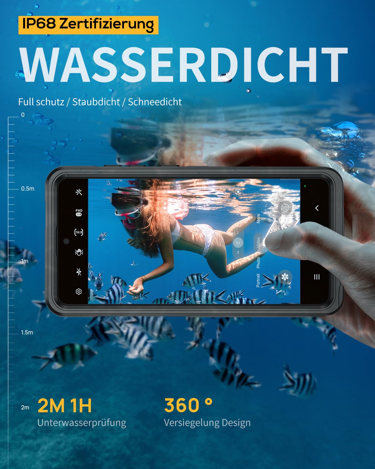 für Samsung Galaxy S26 Ultra 5G Hülle Wasserdicht mit Ringhalterung Ständer, HandyHülle S26 Ultra IP68 wasserdichte 360 Schutzhülle,Stoßfest Outdoor Panzerhülle mit Displayschutz,Schwarz