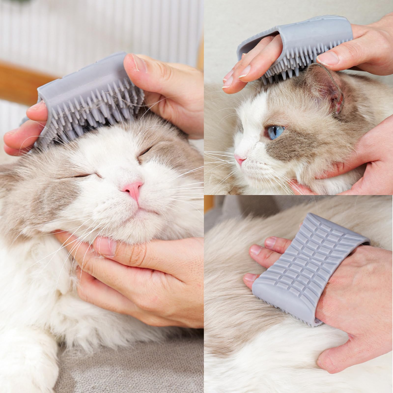 Set di 2 spazzole per cani e gatti, spazzola morbida in silicone per districare il pelo e spazzola massaggiante con impugnatura ergonomica, per cani e gatti a pelo lungo e corto