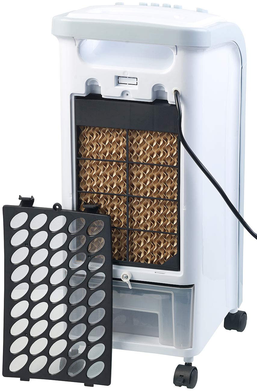 Sichler Haushaltsgeräte Luftkühler mit Wasser: 2in1-Luftkühler und Luftbefeuchter mit Oszillation, 3,5 Liter, 75 Watt (und Befeuchter, Mobiler, Kühl)