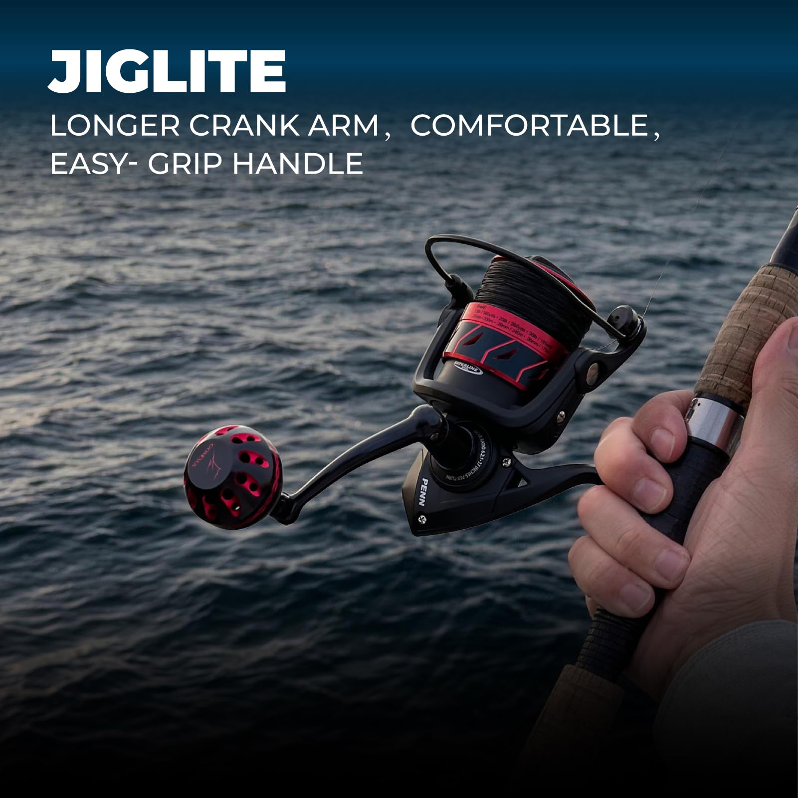 GOMEXUS Power Handle Mango Carrete para Penn Spinfisher Vi VII [SPNF]/ Slammer III IV [SLM]/ Battle II&III [BTL]/ Battle III DX [BTL]/ Pursuit III/IV [PST]/ Fierce III&IV 1000-105000[FRC]