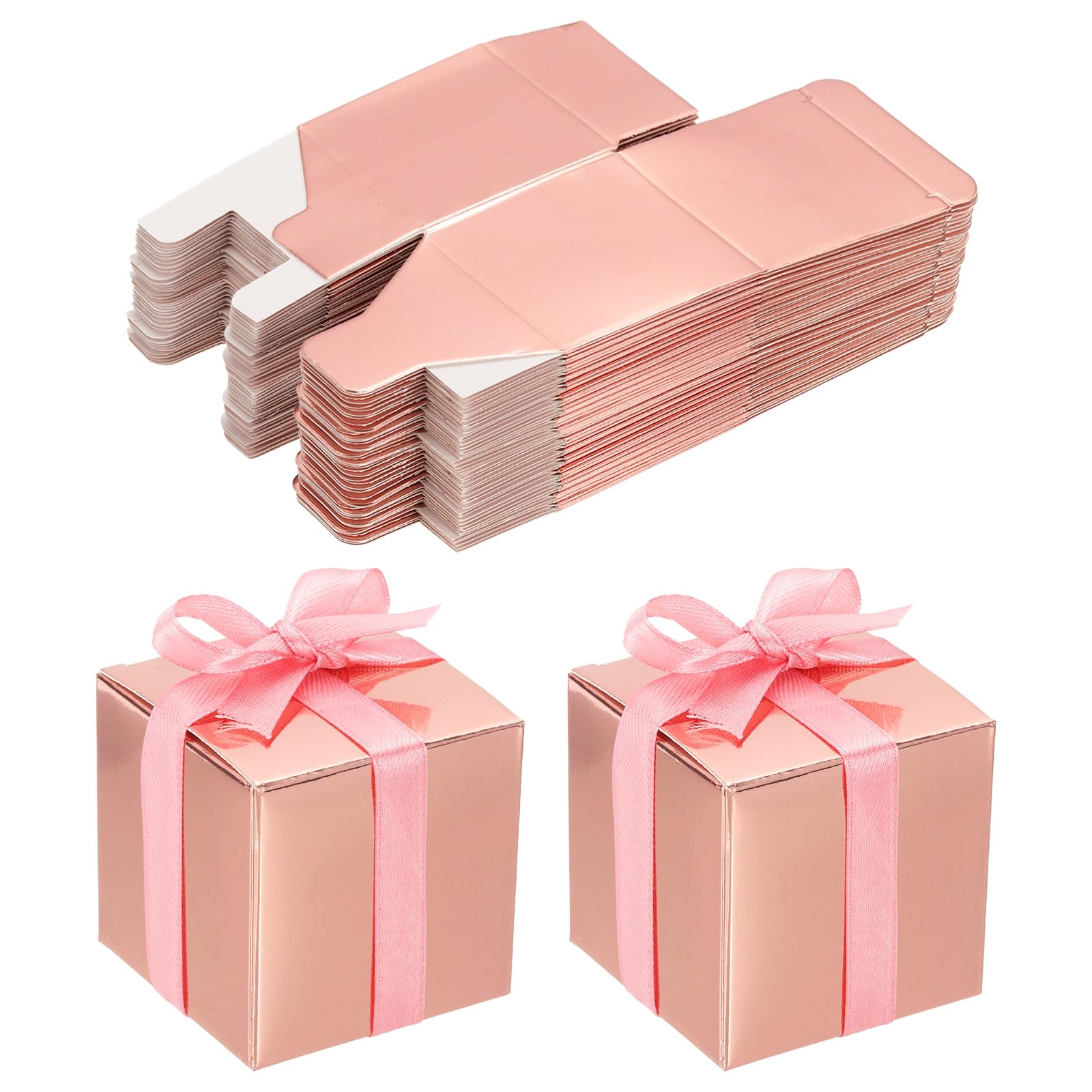 PATIKIL 5cm x 5cm x 5cm Favor Boxes, 60 Pcs Candy Party Butterfly Gift Boxes for Wedding Mother's Day Easter Anniversary Christmas Graduation Celebration, Rose Gold