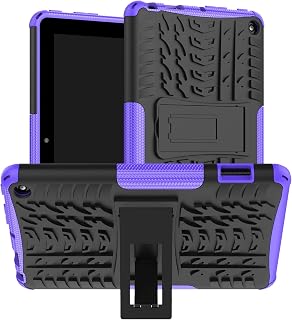 MaoMini for New Kindle Fire 7 Case 12th Generation 2022 Release,Kickstand Heavy Duty Armor Defender Case (Purple)