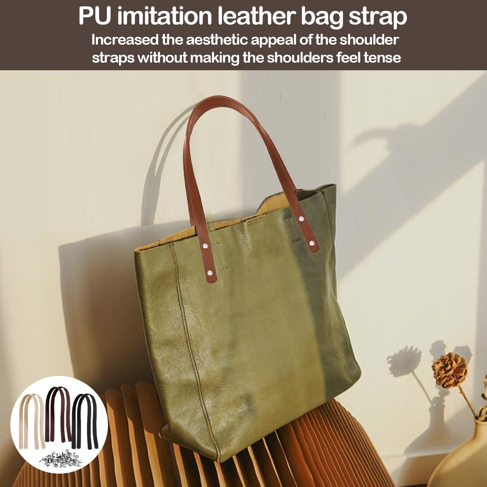 Lot De 6 Sangles en Cuir pour Sacs, Poignées De Sac, Sangles De Sac à Main, Sangles De Sac en Cuir avec Rivets De Fixation, Souples Et Solides, Poignées De Sac pour Sacs Au Crochet.