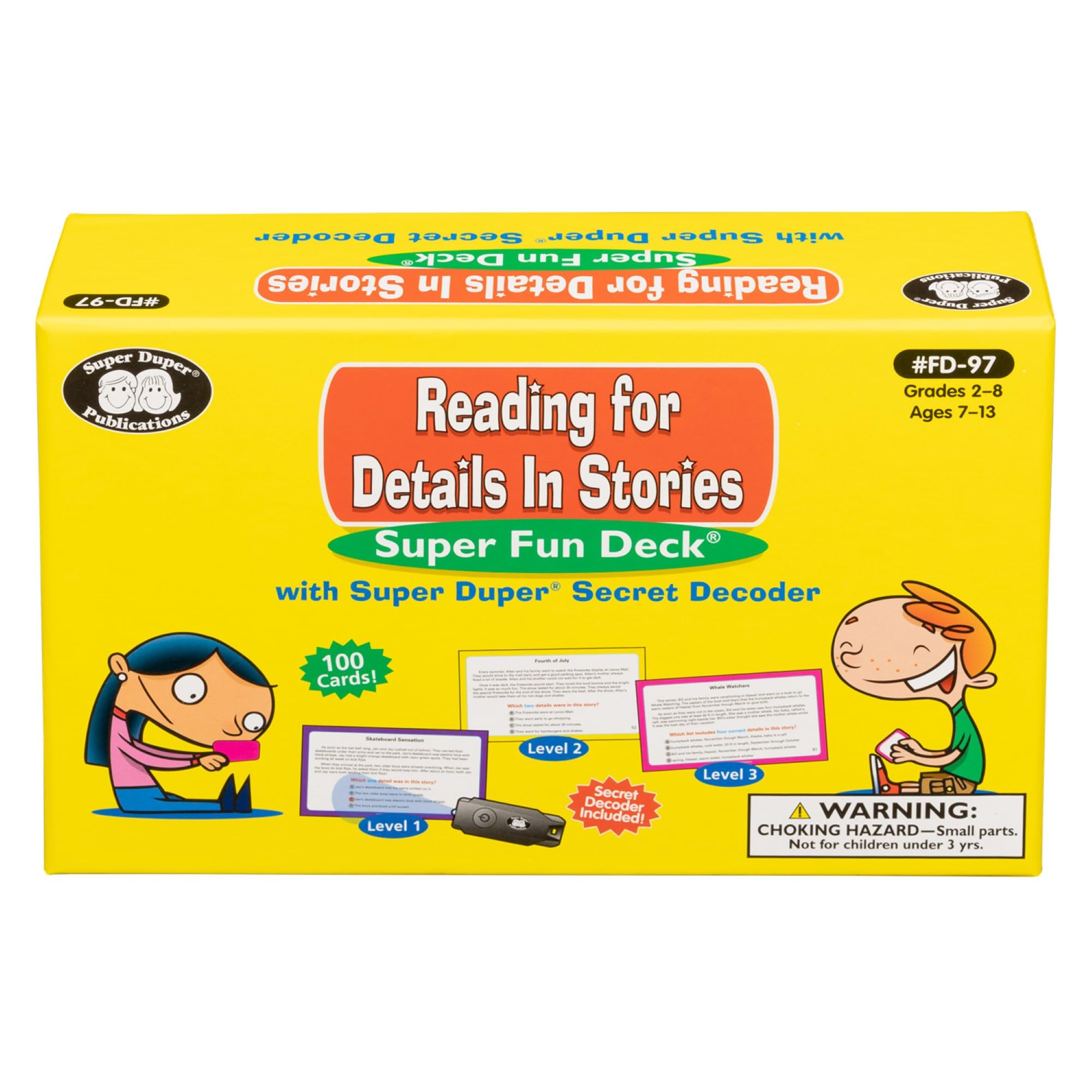 Super Duper Publications | Lecture pour plus de détails dans les histoires Cartes flash amusantes avec décodeur secret | Ressource d'apprentissage éducative pour les enfants
