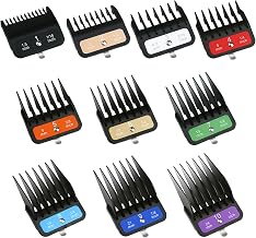 Combs comb set compatible with Wahl - 10 full size 1/16" to 1" protectors with colored metal clips, for increased cutting performance, gray color.