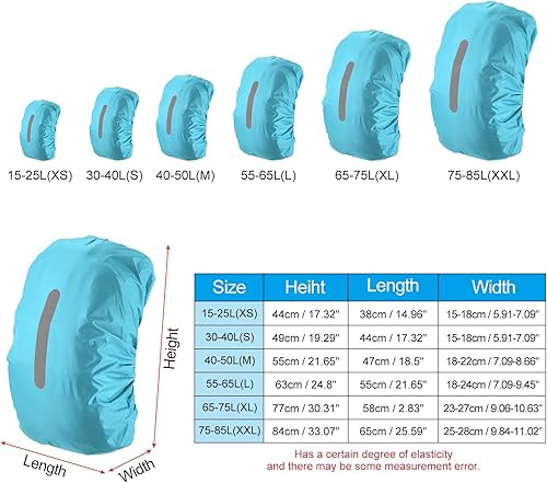 Miniatura 2 de PATIKIL Funda impermeable para la lluvia, funda antideslizante para mochila con correa reflectante vertical, se mantiene seca para senderismo,