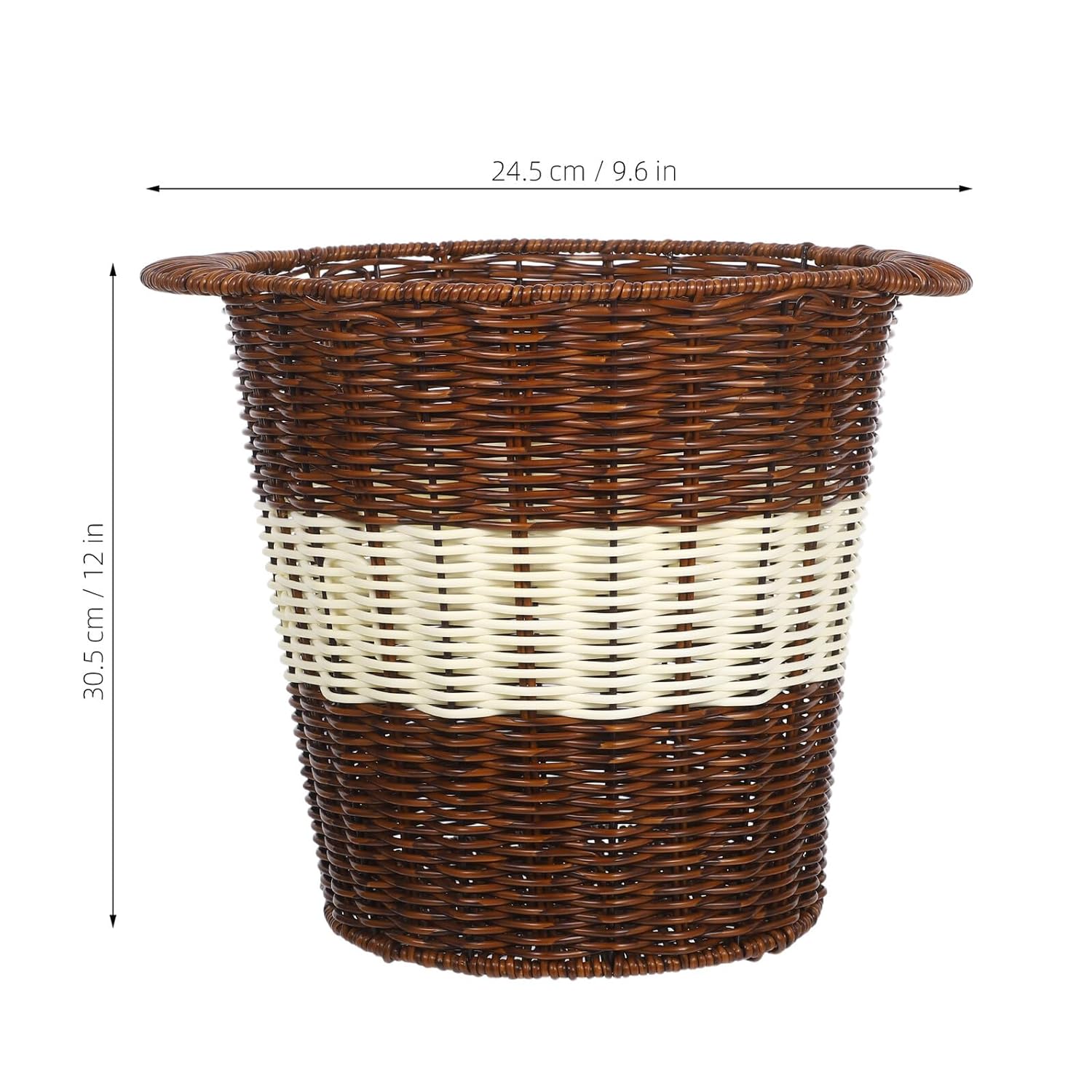 BESPORTBLE Woven Waste Basket Reusable Trash Bin Imitation Rattan Storage Basket Plastic Office Trash Can for Home, Bedroom, Bathroom, Desk Organization