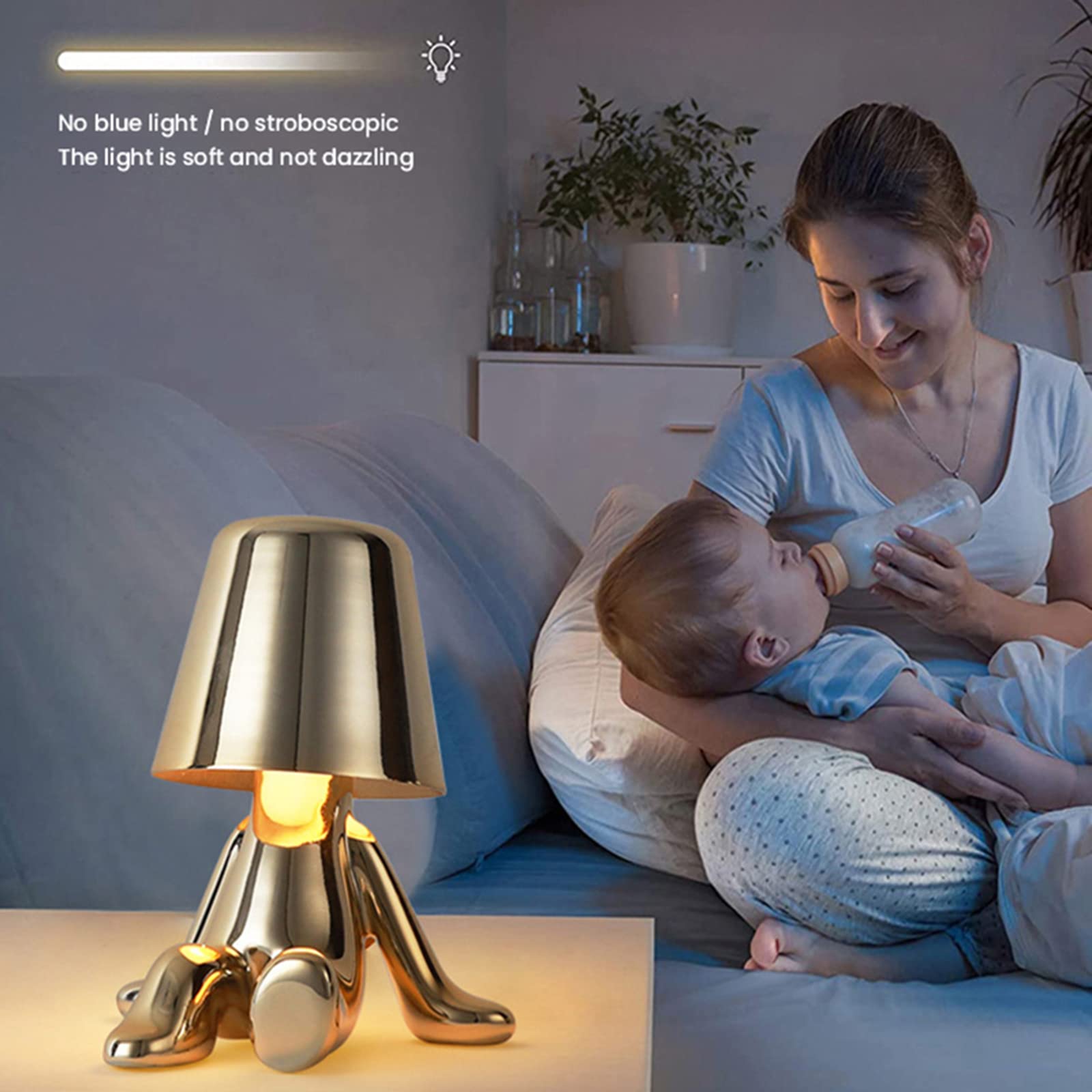 Schreibtischlampe Mit Touch, 3-Farben Stufenlos Dimmbare Augenschutz-Nachttischlampen, Tragbare USB-Wiederaufladbare Nachtlicht Für Küche Haushalt & Wohnen (B)