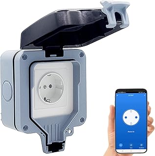 Luminea Home Control Steckdose WLAN: Outdoor-WLAN-Aufputzsteckdose, Sprachsteuerung, Verbrauchsmesser, App (Steckdose Zeitschaltuhr, Außensteckdose Aufputz, Dose)