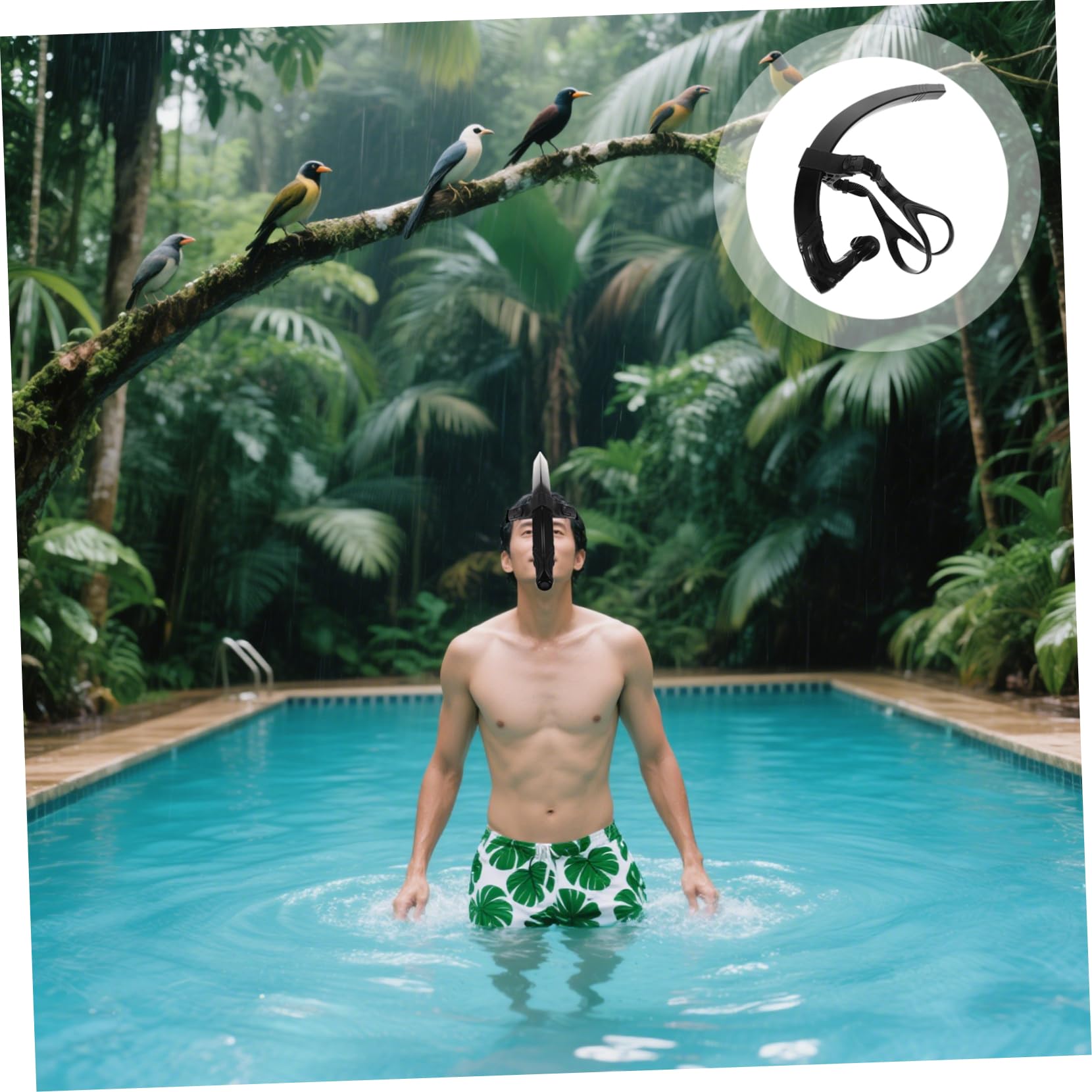 Didiseaon Snorkel de Natación Válvula Unidireccional, Estructura Semiseca, Boquilla de Silicona Central, Correa Ajustable para Entrenamiento en Piscina y Aguas Abiertas